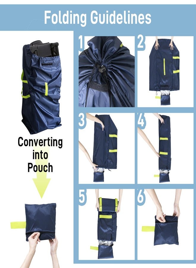 DMS PROTECTOR Gate Cheak Stroller Bag for Airplane Travel, Standard or Double Stroller Travel Bag For Airplane, Waterproof Travel Carry Bag, Large Stroller Cover, Navy - Image 5